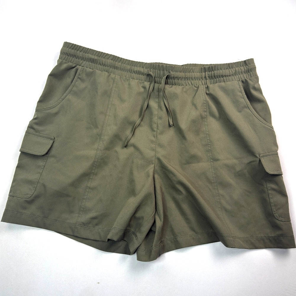 Cato Hi-Rise Cargo Shorts‎ Olive Green Drawstring Waist Pockets Women's Large